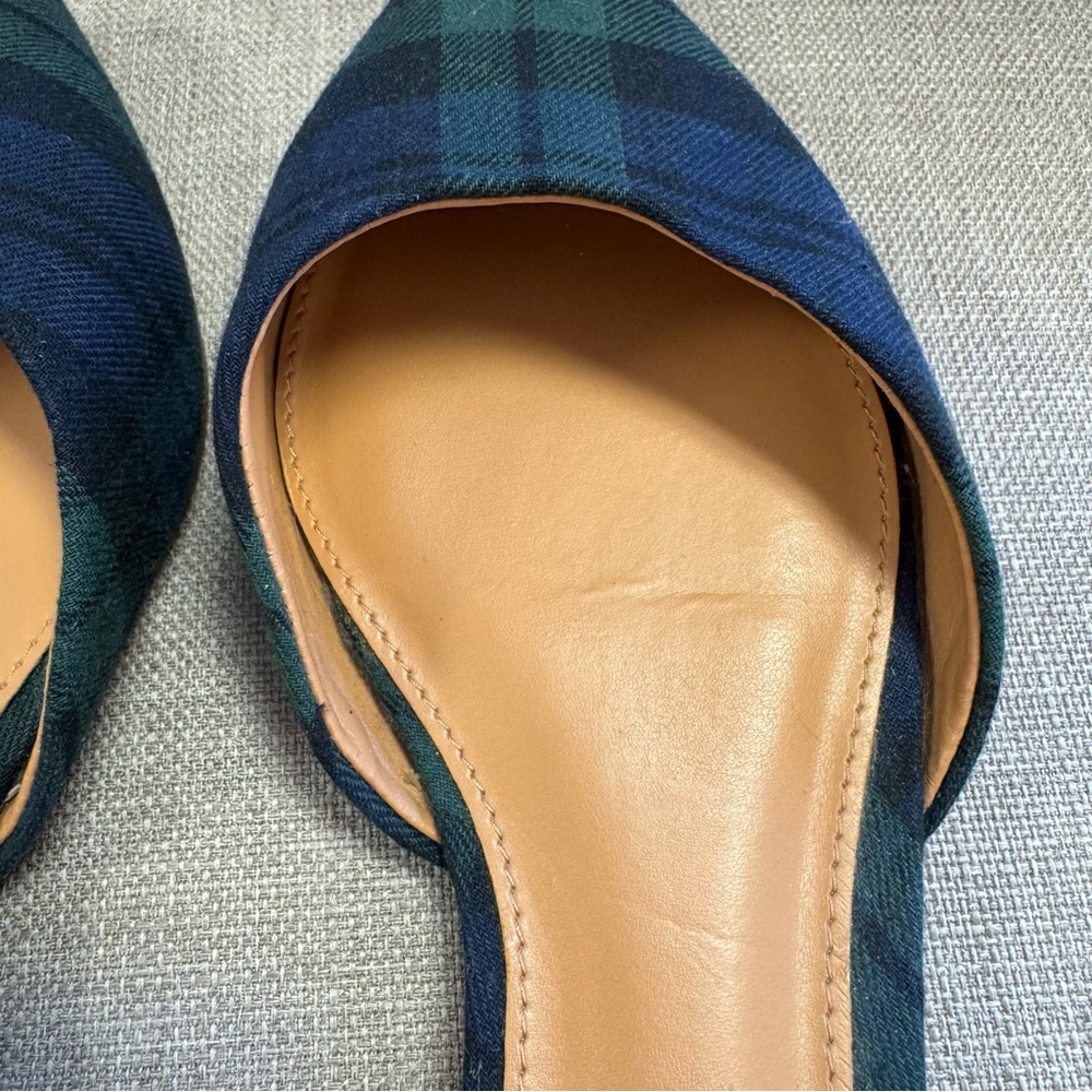 J. Crew Winter Holiday Plaid D'Orsay Flats. Size 6 - Picture 8 of 11
